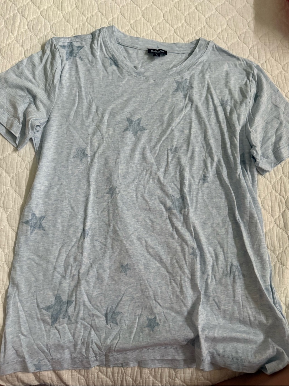 Splendid Light Blue Washed Crew Tee